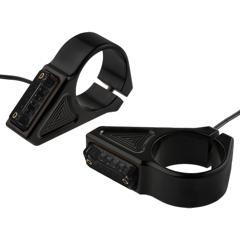 Joker Machine Black Smoked Rectangle Fork Mount Turn Signals - 39mm