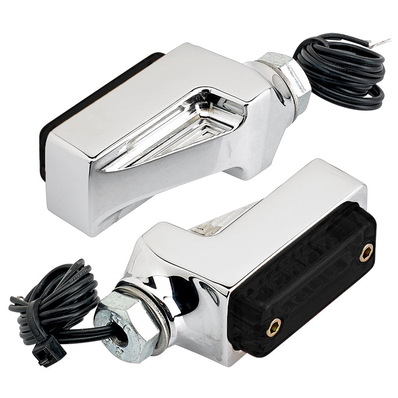 Joker Machine Smoked Rectangle Amber LED Turn Signals | Chrome