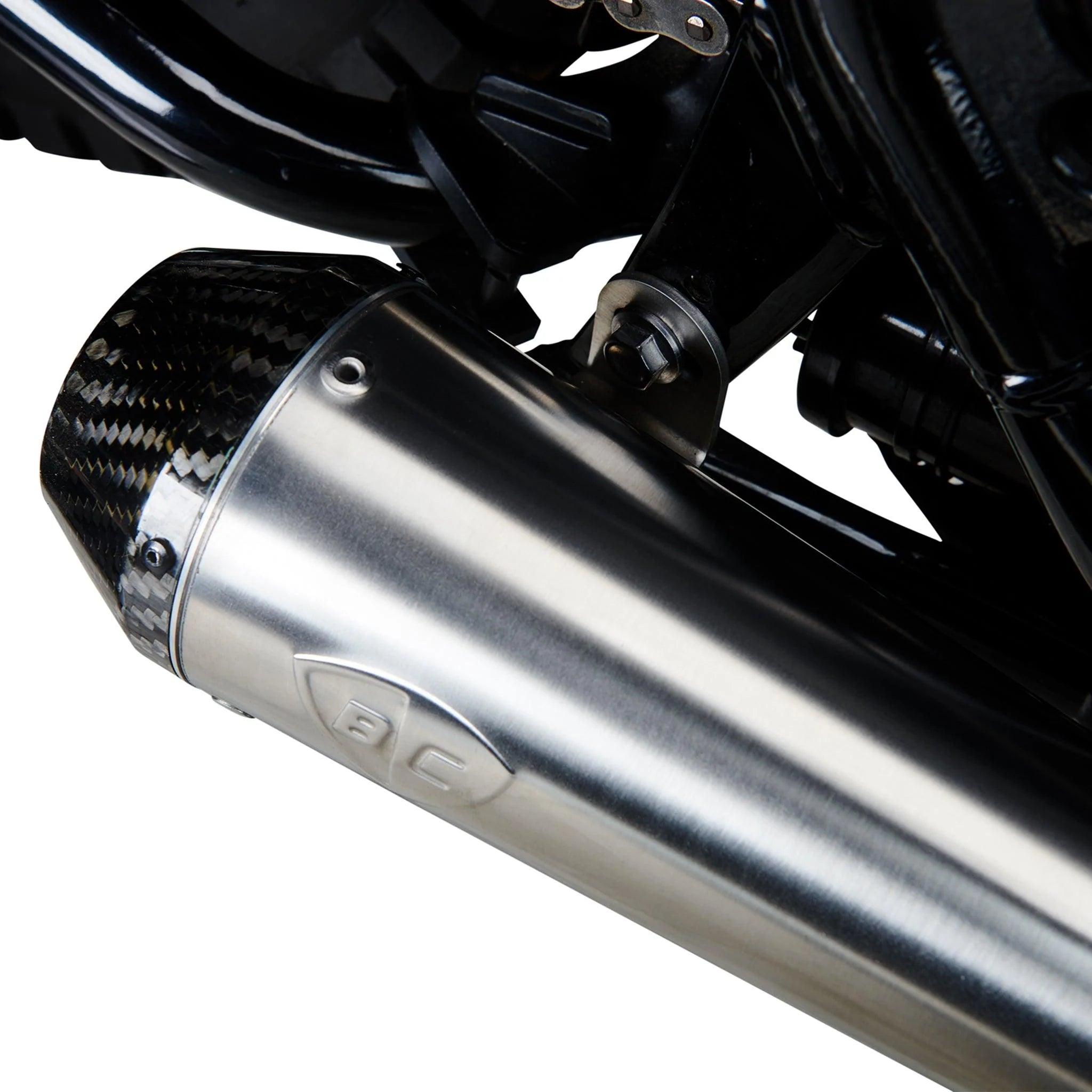 3.5 Predator Carbon Slip-On Exhaust for Bonneville Mag Wheel | Brushed