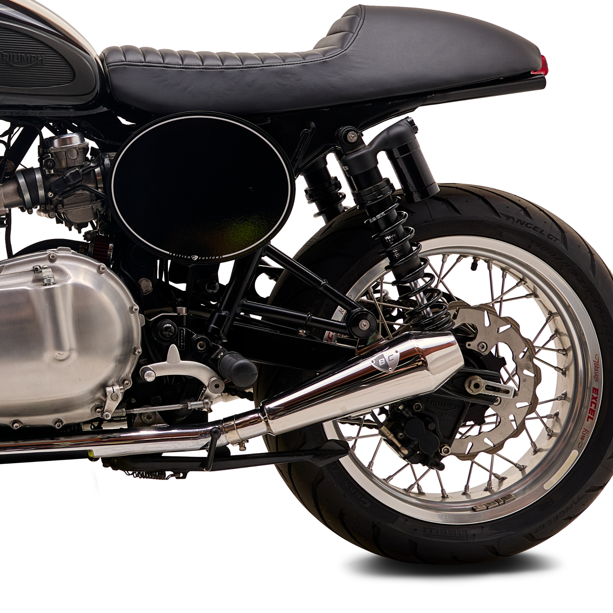 British Customs Shorty Predator Pro 2.0for Triumph Thruxton 900 Polished 01
