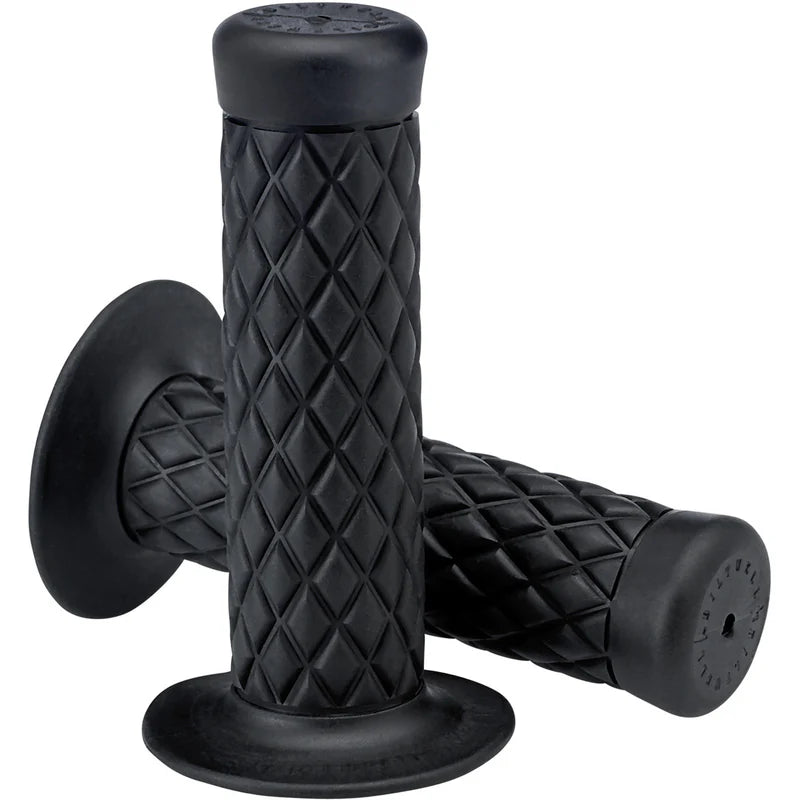 Thruster TPV Grips in Black – flanged rubber grips with retro MX style