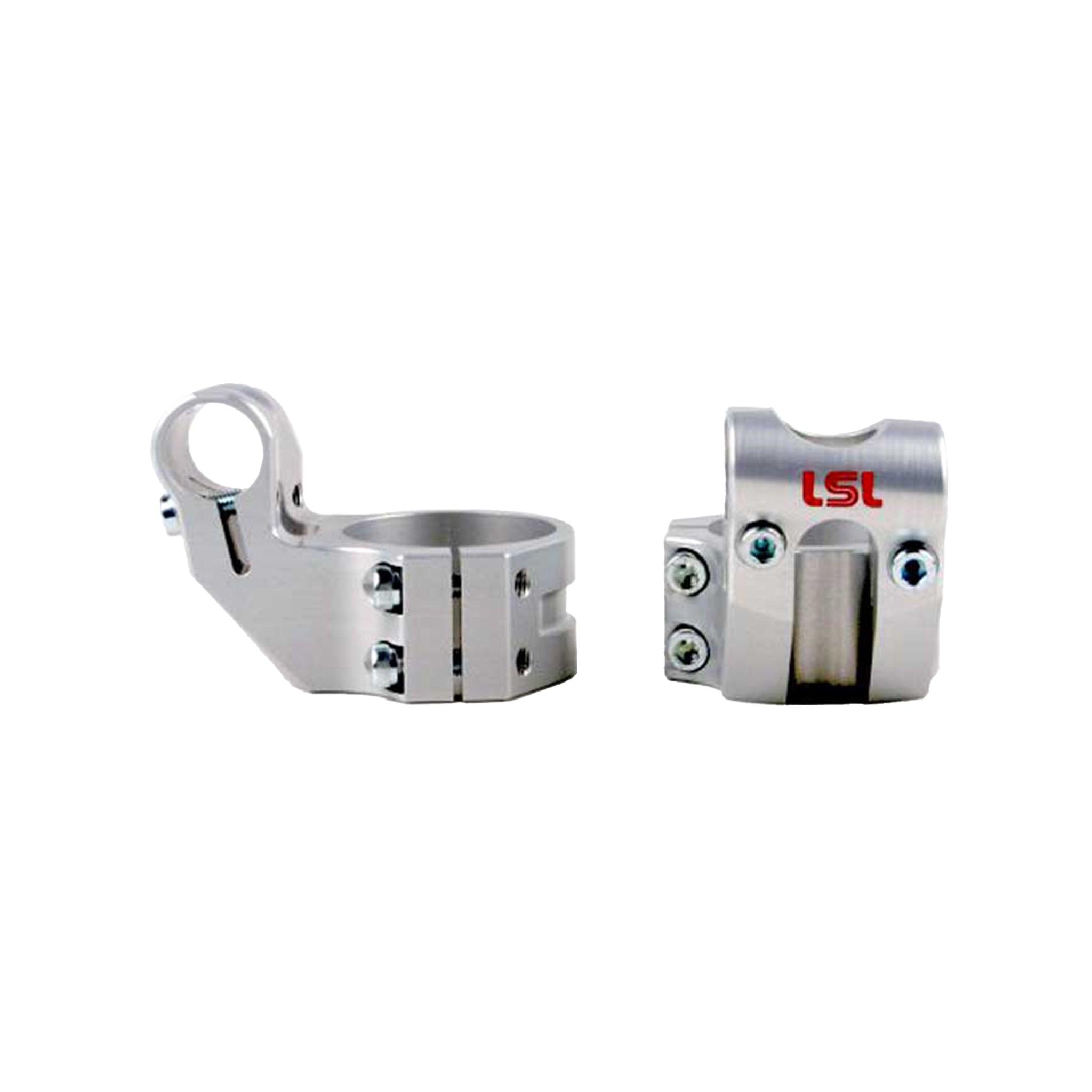 LSL High Offset Clip-Ons for Triumph Bonneville SE & Thruxton 900 Offset High Clip Ons Clamps (Silver - Requires LSL Clip On Handlebars)