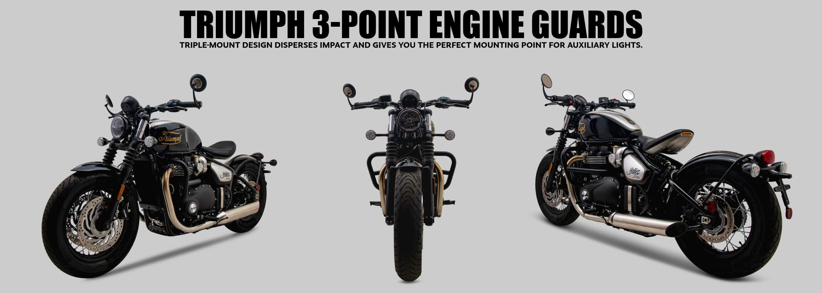 3-Point Triumph Engine Guards for Triumph Bonneville, Street