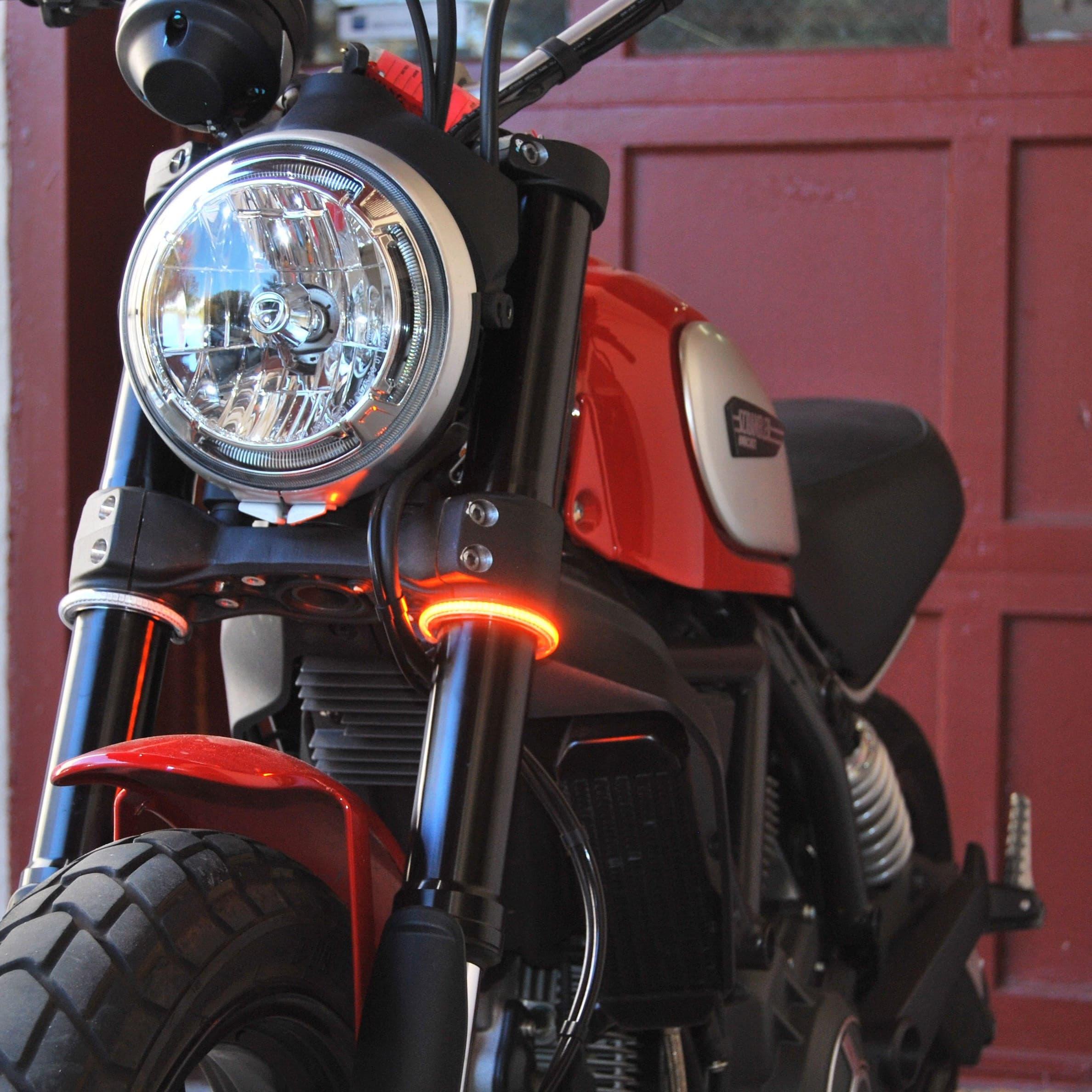 New Rage Cycles Fork Mounted Turn Signals for Ducati Scrambler