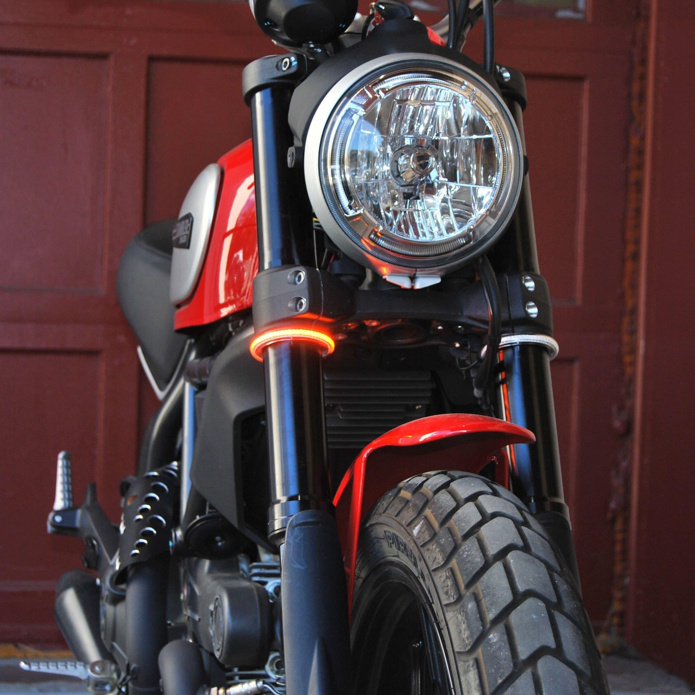 New Rage Cycles Fork Mounted Turn Signals for Ducati Scrambler