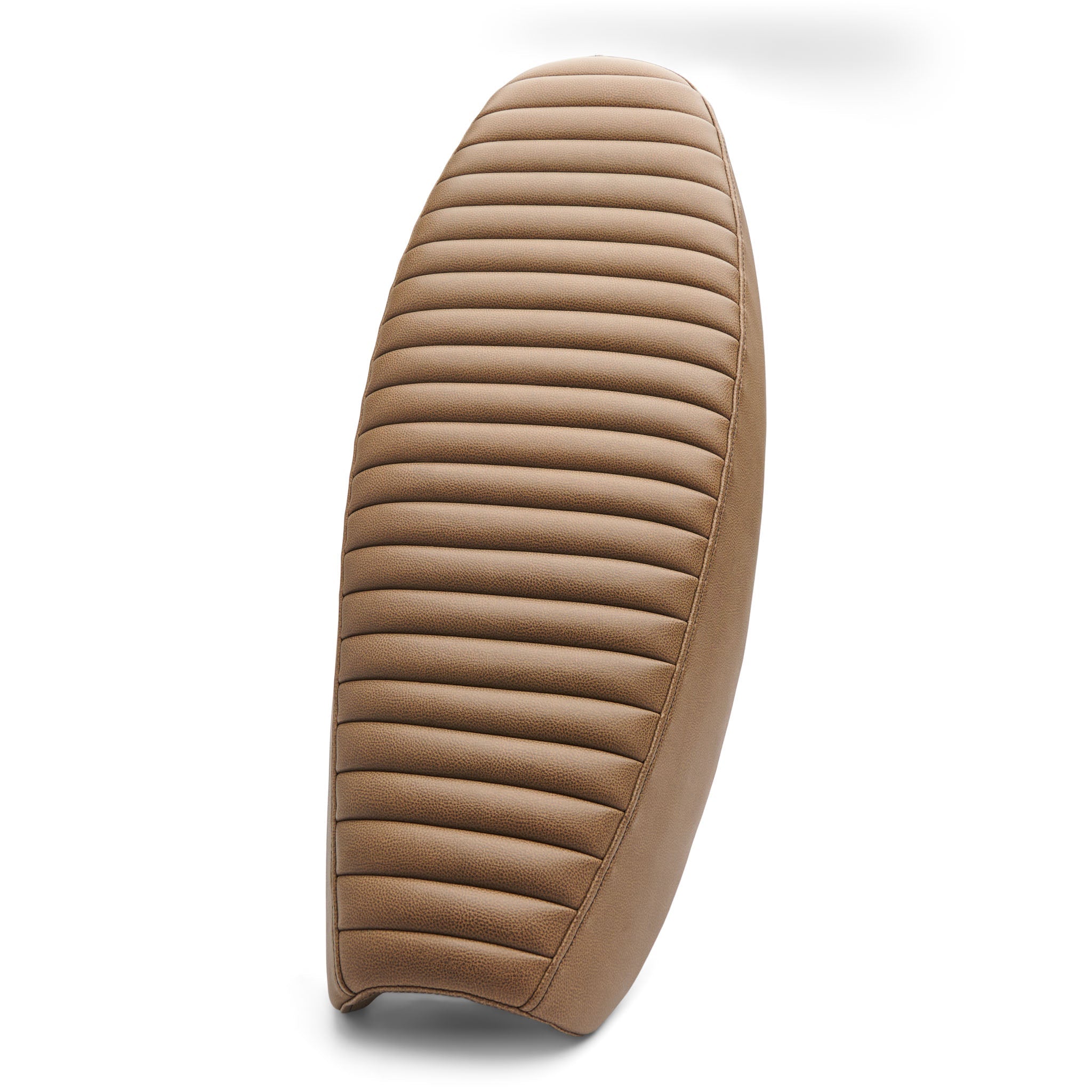Brown Slammer Tuck N Roll 2.0 seat, flat bench profile from the side