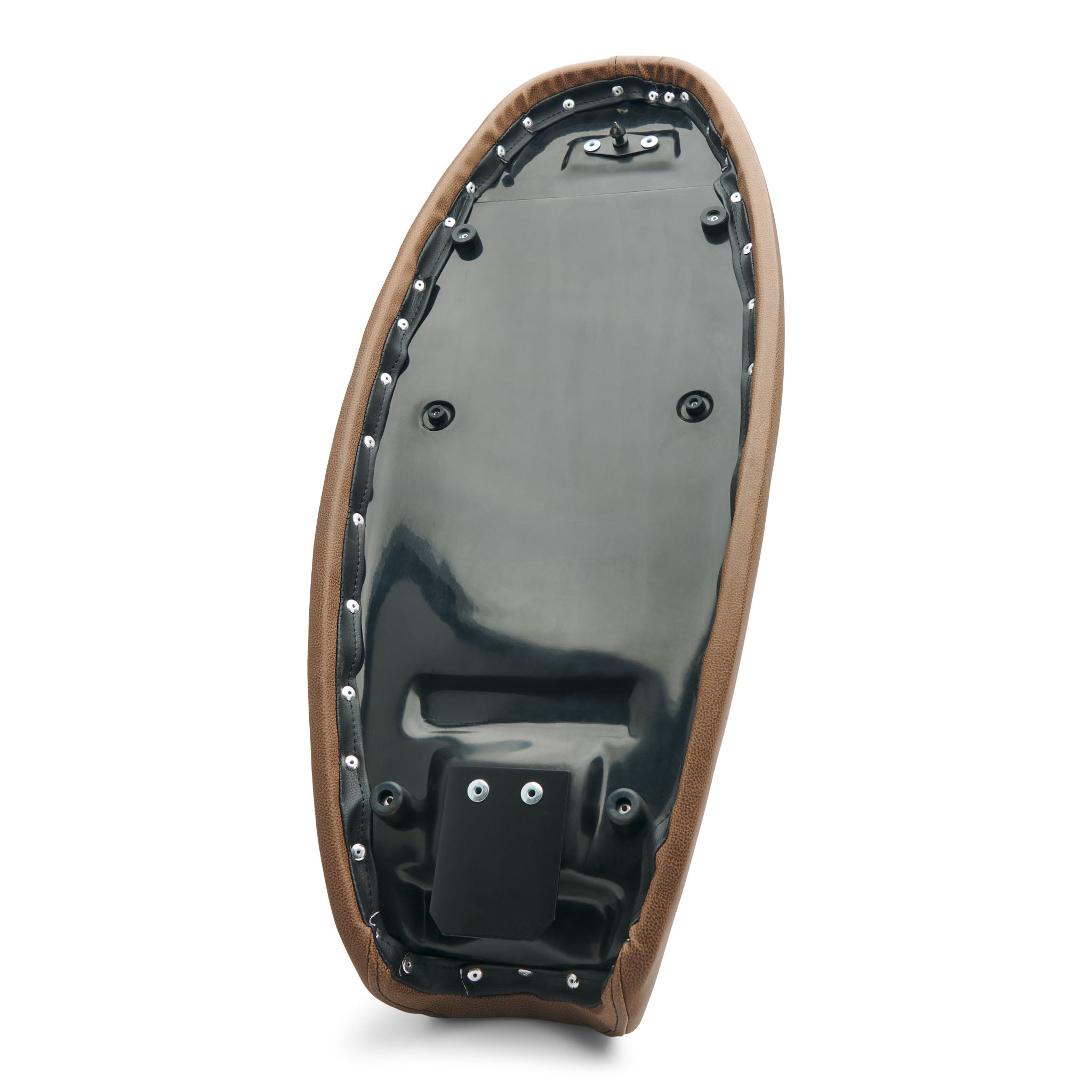 Brown Slammer Tuck N Roll 2.0 seat, three quarter view off the bike