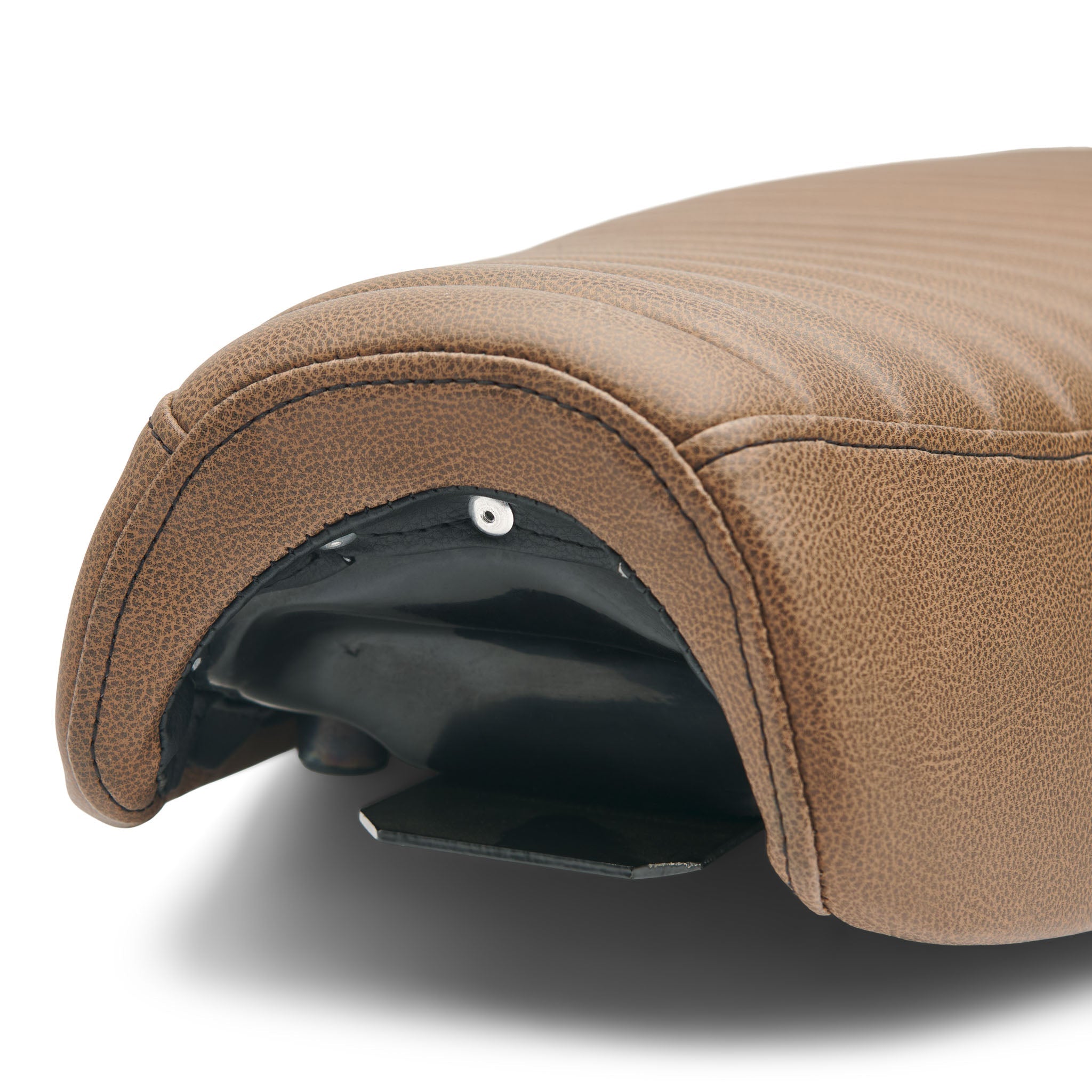 Brown Slammer 2.0 seat fitted, rear three quarter view of the bike