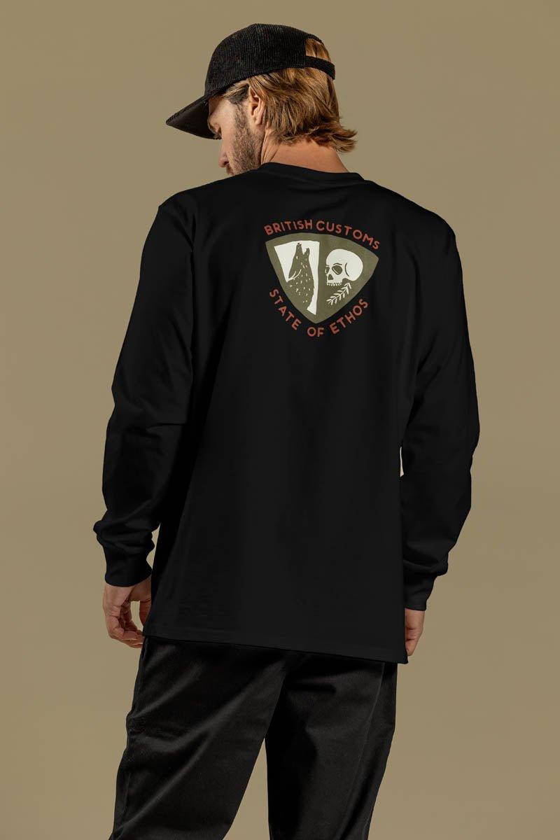 The Icon And Shield Longsleeve Pocket T | Black - British Customs