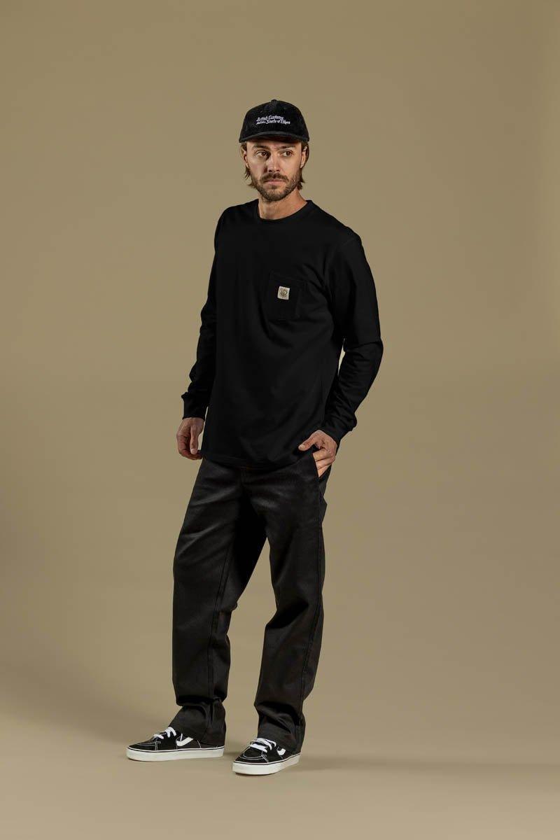 The Icon And Shield Longsleeve Pocket T | Black - British Customs