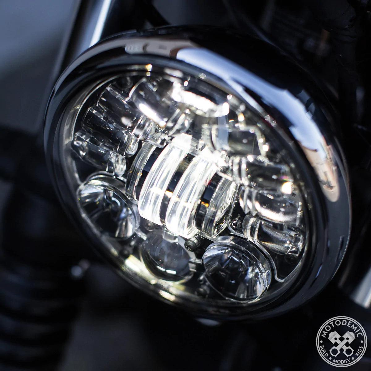 Motodemic Adaptive LED Headlight for Triumph Bobber Black & Speedmaster 1200 - British Customs