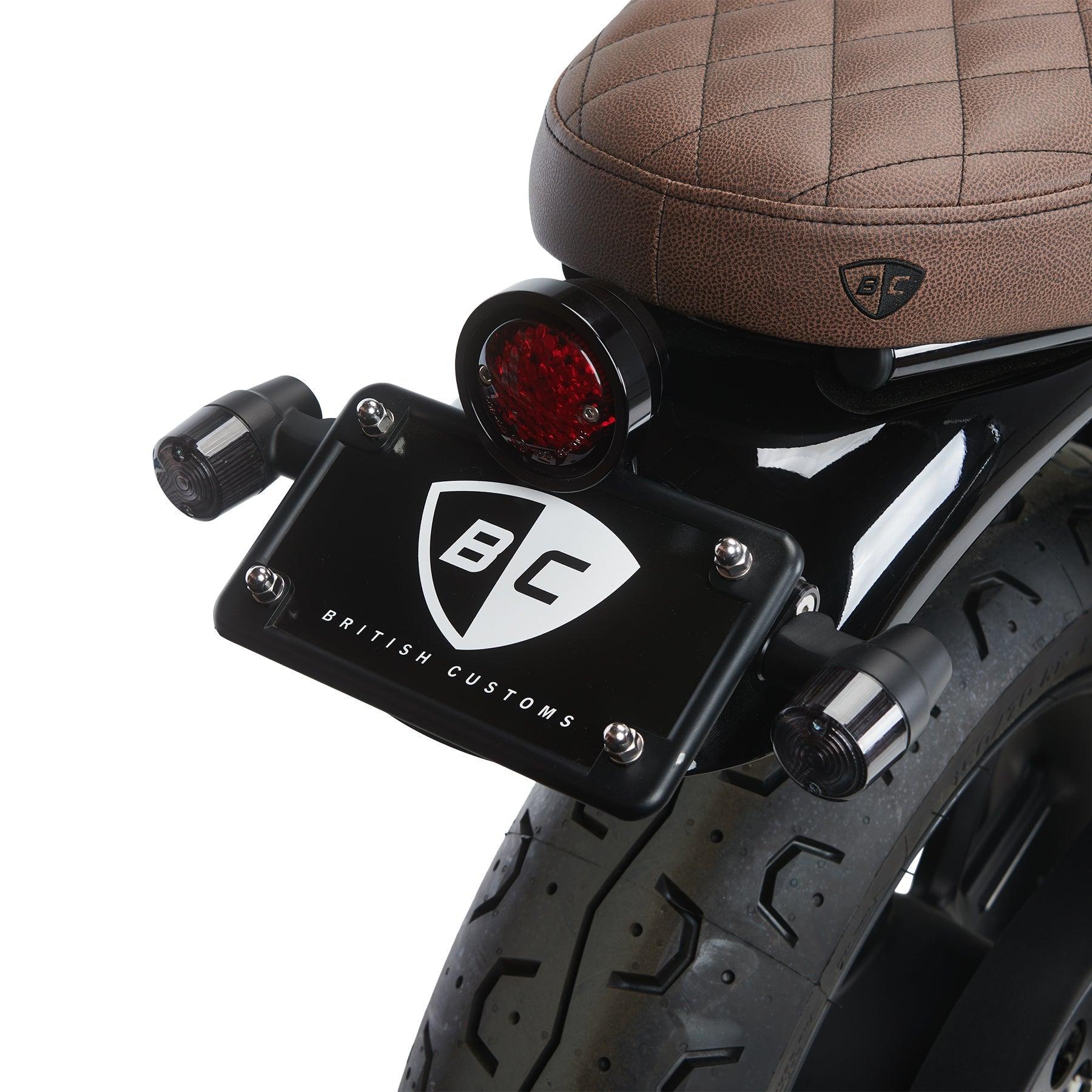 Plug & Play Retro LED Turn Signals for Triumph Motorcycles (2016+) - License Plate Mount - British Customs