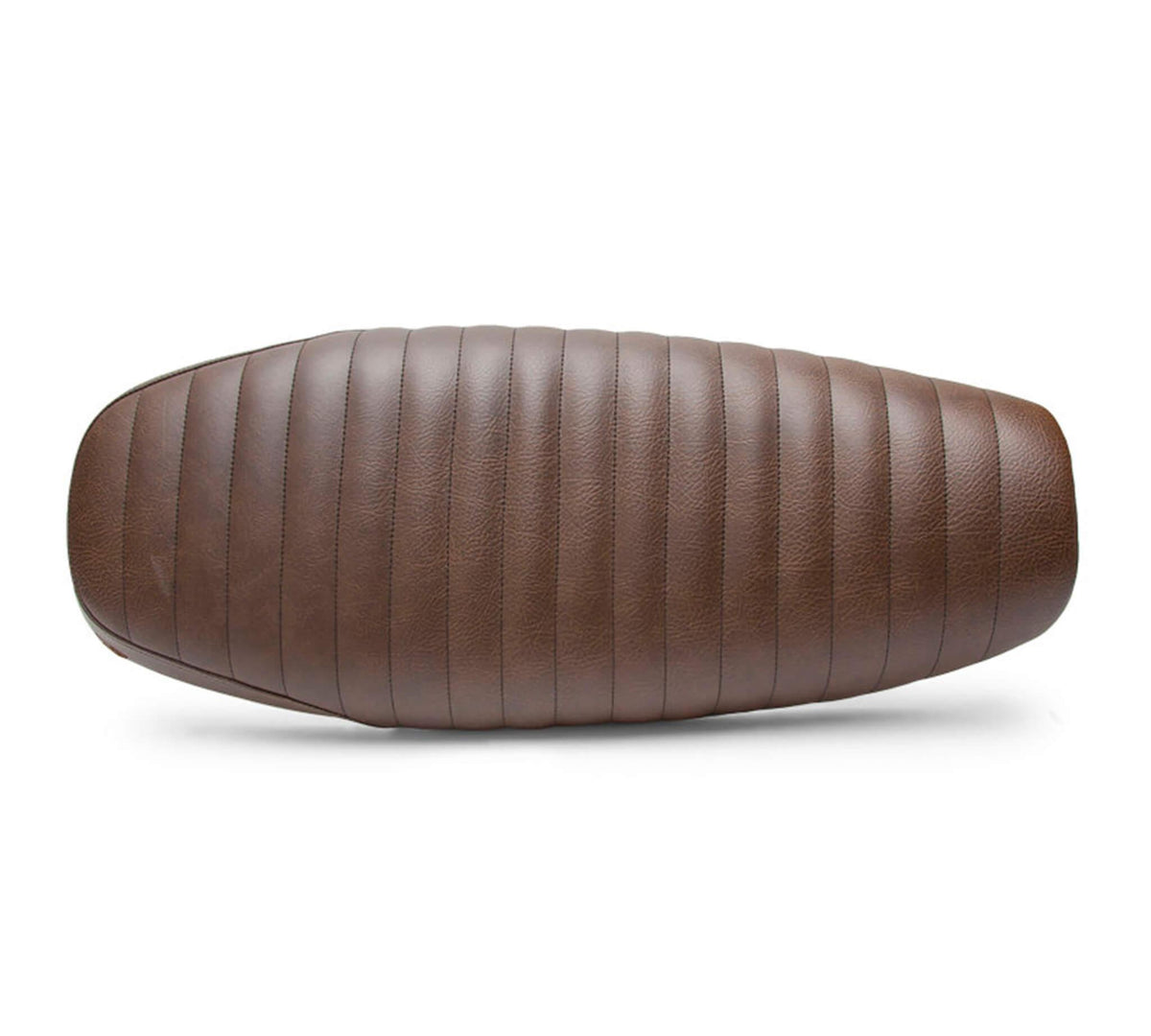 Brown Slammer Tuck N Roll seat, flat bench profile from the side